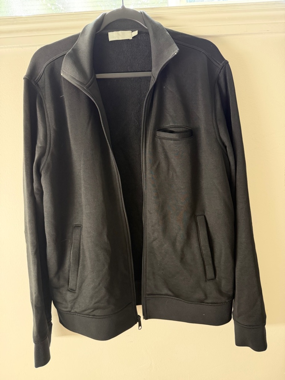 Vince Men's Black Zip-Up Sweatshirt Jacket